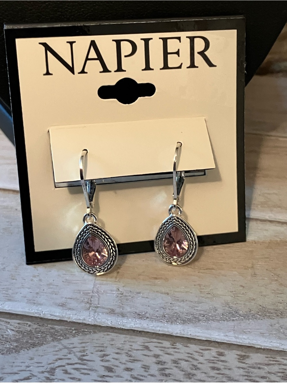 🌸Napier Pink Teardrop Dangle Earrings - Silver-Tone